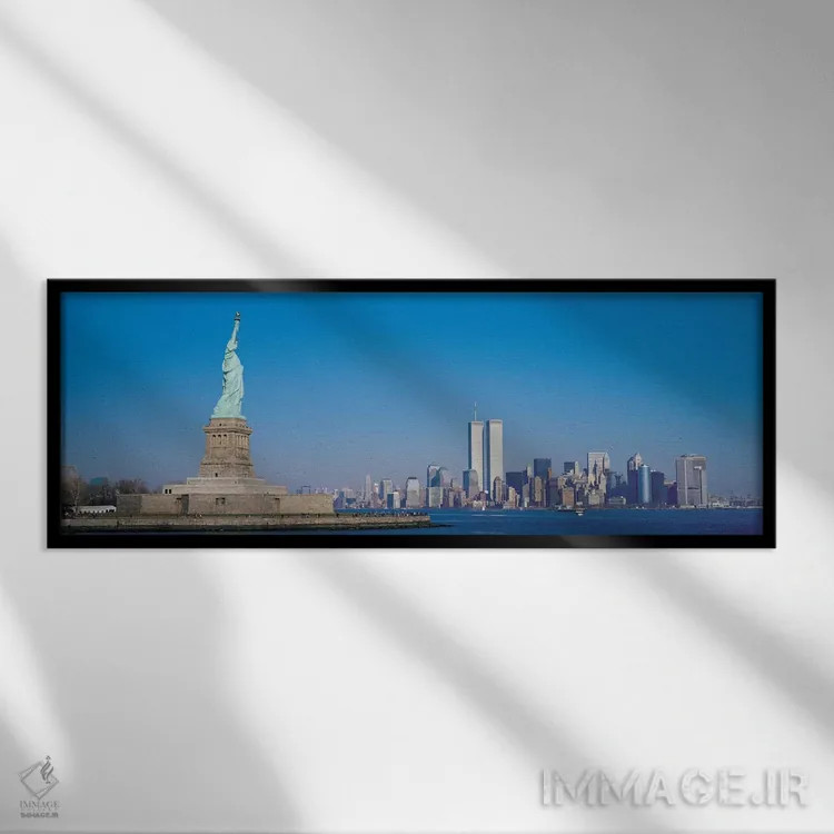تابلو نمای پانورامای آسماننمای نیویورک اثر هنرمند ناشناس - نمای قابدار مشکی
