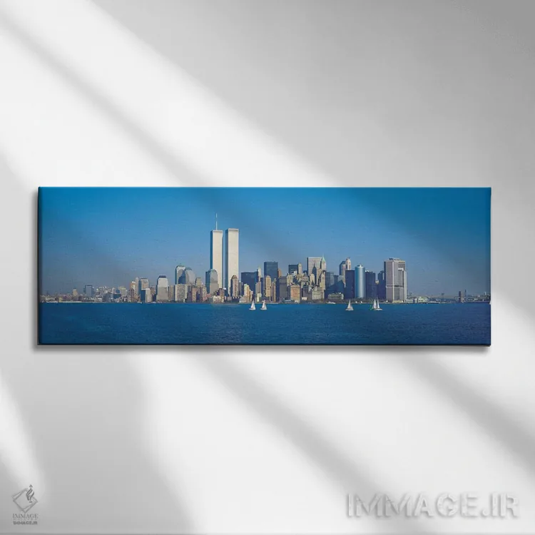 تابلو نمای پانورامای آسماننمای نیویورک اثر هنرمند ناشناس - نمای روبهرو روی دیوار