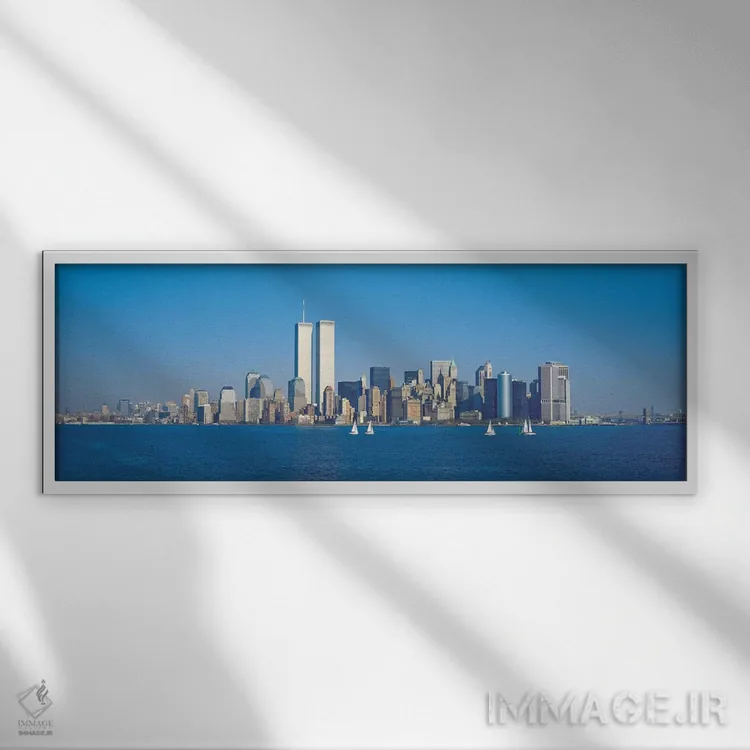 تابلو نمای پانورامای آسماننمای نیویورک اثر هنرمند ناشناس - نمای قابدار سفید