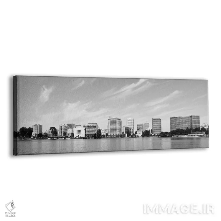 تابلو نمای پانورامای آسماننمای اوکلند (سیاه و سفید) اثر هنرمند ناشناس - نمای پرسپکتیو محصول