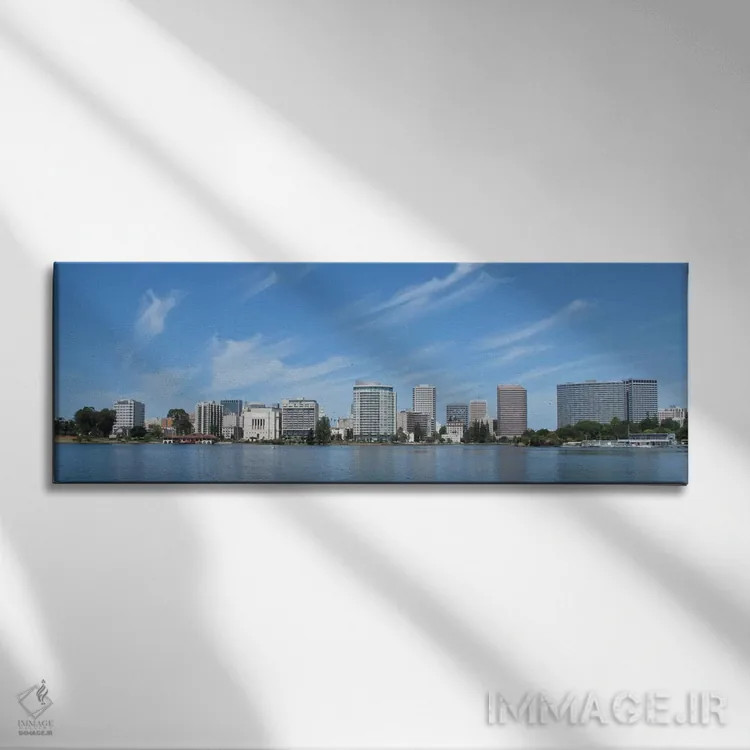 تابلو نمای پانورامای آسماننمای اوکلند اثر هنرمند ناشناس - نمای روبهرو روی دیوار