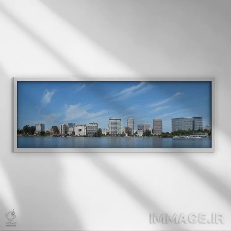 تابلو نمای پانورامای آسماننمای اوکلند اثر هنرمند ناشناس - نمای قابدار سفید
