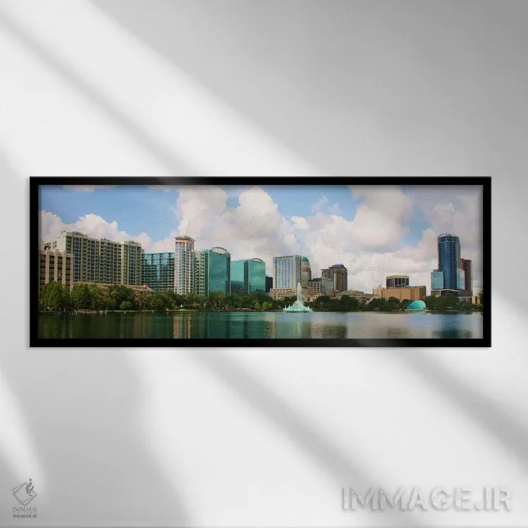 تابلو نمای پانورامای آسماننمای اورلاندو اثر هنرمند ناشناس - نمای قابدار مشکی