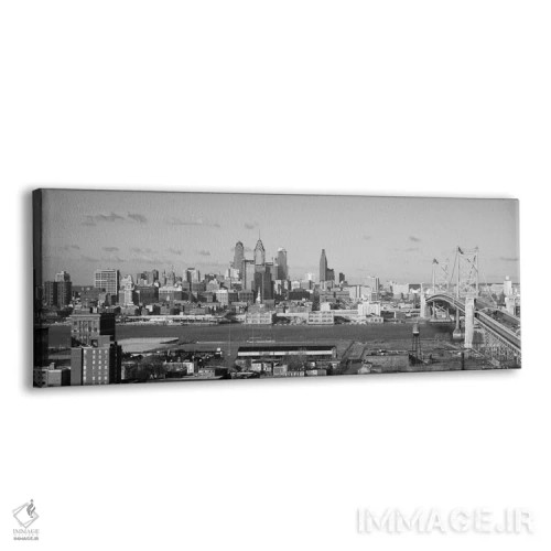 تابلو منظرهٔ گستردهٔ آسماننمای فیلادلفیا (سیاه و سفید) اثر هنرمند ناشناس - نمای پرسپکتیو محصول