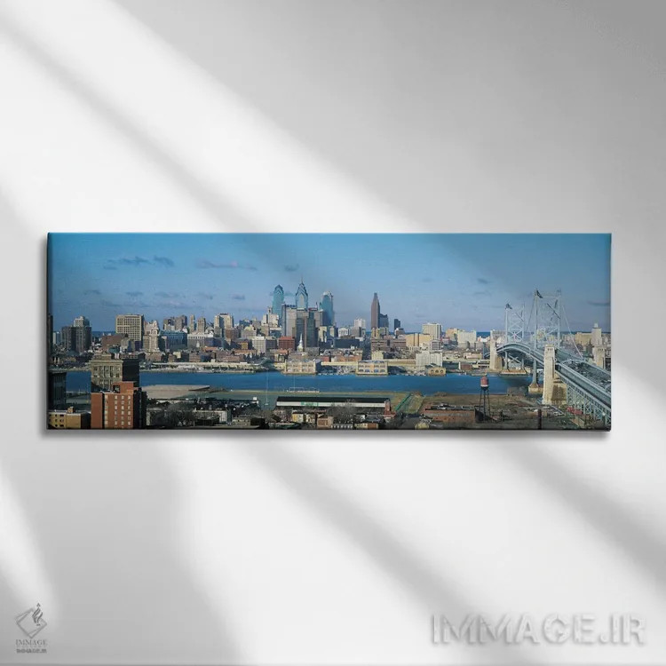 تابلو نمای پانورامای آسماننمای فیلادلفیا اثر هنرمند ناشناس - نمای روبهرو روی دیوار