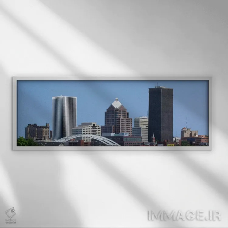 تابلو منظرهٔ گستردهٔ آسماننمای راچستر اثر هنرمند ناشناس - نمای قابدار سفید