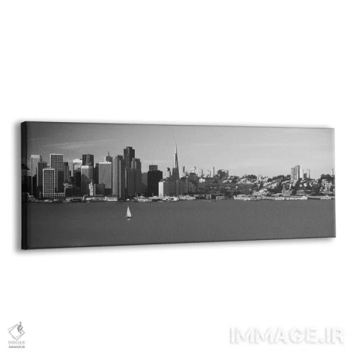 تابلو منظرهٔ گستردهٔ آسماننمای سانفرانسیسکو (سیاه و سفید) اثر هنرمند ناشناس - نمای پرسپکتیو محصول