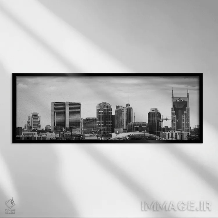 تابلو منظرهٔ گستردهٔ آسماننمای ممفیس (سیاه و سفید) اثر هنرمند ناشناس - نمای قابدار مشکی