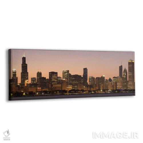 تابلو منظرهٔ گستردهٔ آسماننمای شیکاگو (غروب) اثر هنرمند ناشناس - نمای پرسپکتیو محصول