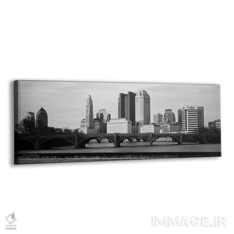 تابلو منظرهٔ گستردهٔ آسماننمای کلمبوس (سیاه و سفید) اثر هنرمند ناشناس - نمای پرسپکتیو محصول