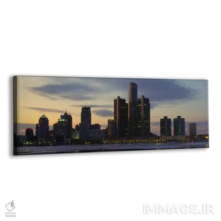 تابلو منظرهٔ گستردهٔ آسماننمای دیترویت (غروب) اثر هنرمند ناشناس - نمای پرسپکتیو محصول