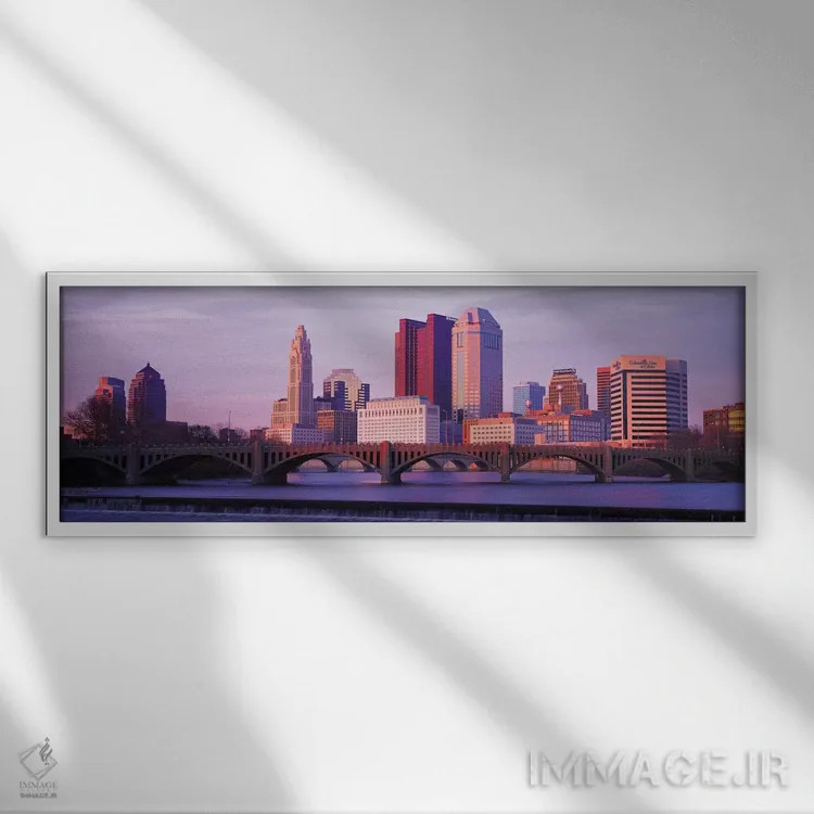 تابلو منظرهٔ گستردهٔ آسماننمای کلمبوس (غروب) اثر هنرمند ناشناس - نمای قابدار سفید