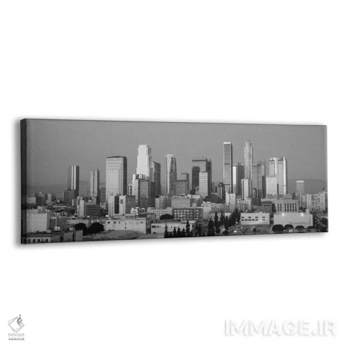 تابلو منظرهٔ گستردهٔ آسماننمای لسآنجلس (سیاه و سفید) اثر هنرمند ناشناس - نمای پرسپکتیو محصول