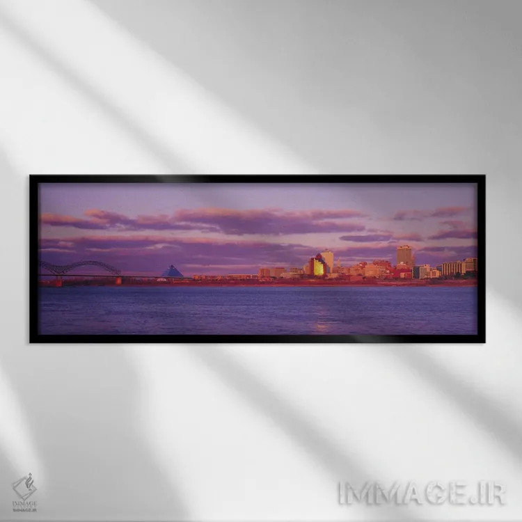 تابلو منظرهٔ گستردهٔ آسماننمای ممفیس (غروب) اثر هنرمند ناشناس - نمای قابدار مشکی