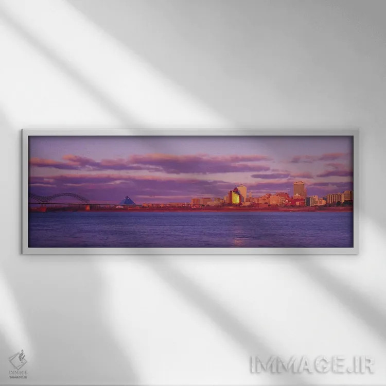 تابلو منظرهٔ گستردهٔ آسماننمای ممفیس (غروب) اثر هنرمند ناشناس - نمای قابدار سفید