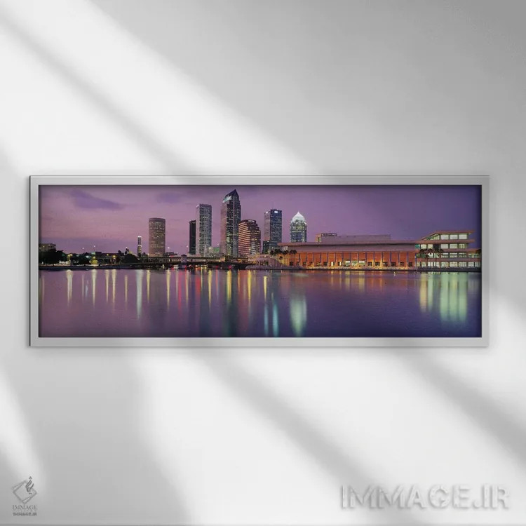 تابلو منظرهٔ گستردهٔ آسماننمای تمپا (غروب) اثر هنرمند ناشناس - نمای قابدار سفید