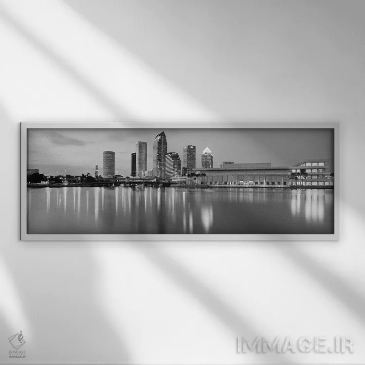 تابلو منظرهٔ گستردهٔ آسماننمای تمپا (سیاه و سفید) اثر هنرمند ناشناس - نمای قابدار سفید