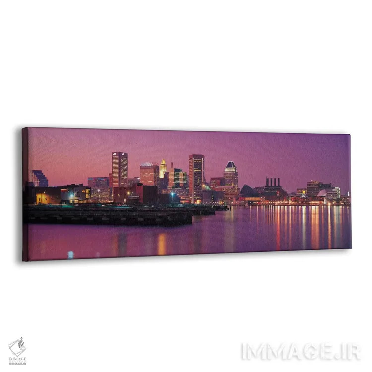 تابلو منظرهٔ گستردهٔ آسماننمای بالتیمور (عصر) اثر هنرمند ناشناس - نمای پرسپکتیو محصول