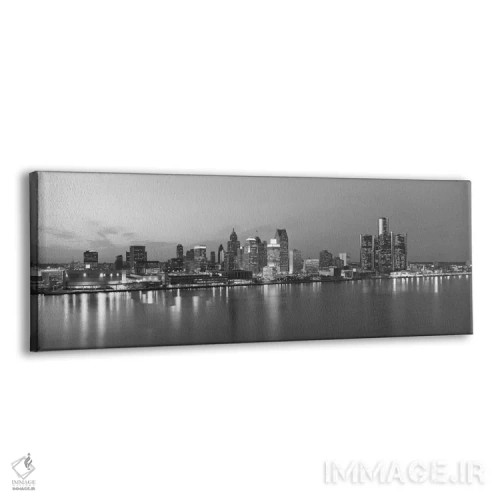تابلو منظرهٔ گستردهٔ آسماننمای دیترویت (سیاه و سفید) اثر هنرمند ناشناس - نمای پرسپکتیو محصول