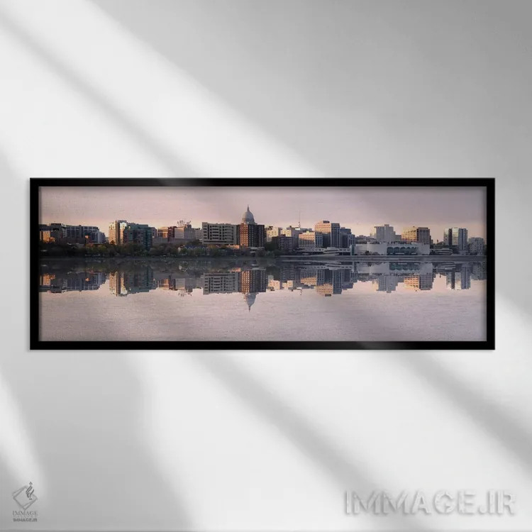 تابلو منظرهٔ گستردهٔ آسماننمای مدیسون (عصر) اثر هنرمند ناشناس - نمای قابدار مشکی