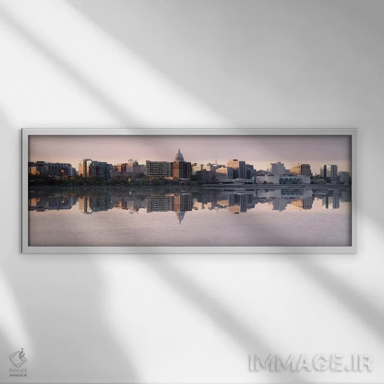 تابلو منظرهٔ گستردهٔ آسماننمای مدیسون (عصر) اثر هنرمند ناشناس - نمای قابدار سفید