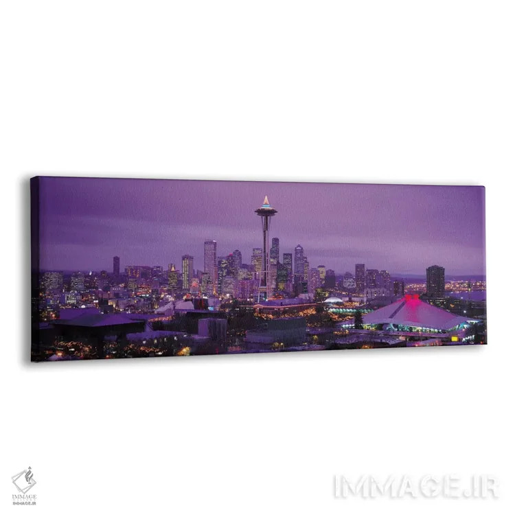 تابلو منظرهٔ گستردهٔ آسماننمای سیاتل (عصر) اثر هنرمند ناشناس - نمای پرسپکتیو محصول