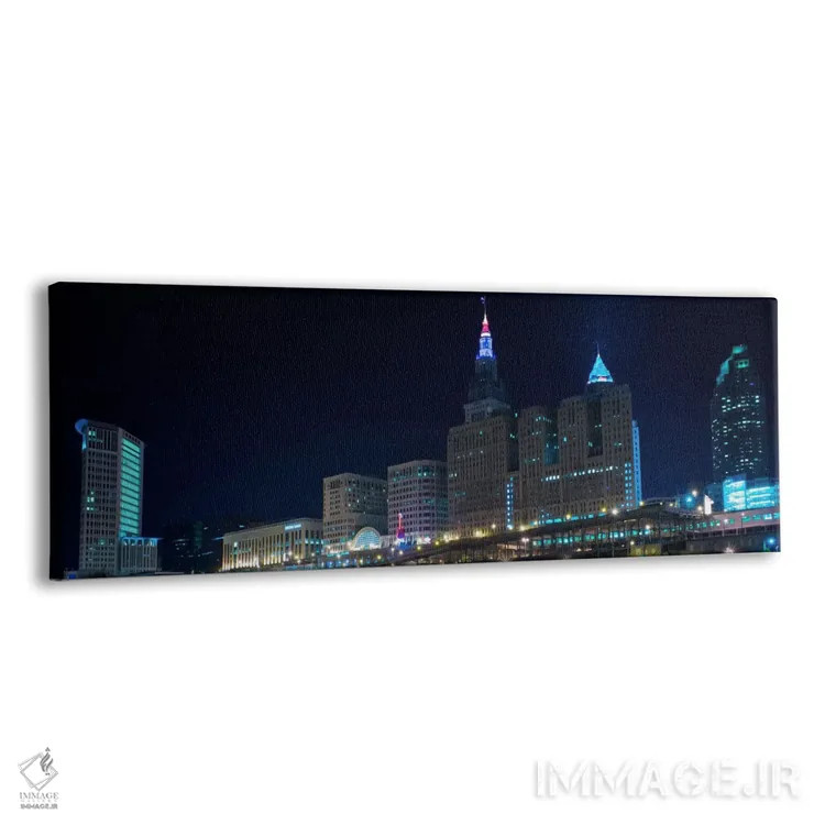 تابلو منظرهٔ گستردهٔ آسماننمای کلیولند (شب) اثر هنرمند ناشناس - نمای پرسپکتیو محصول