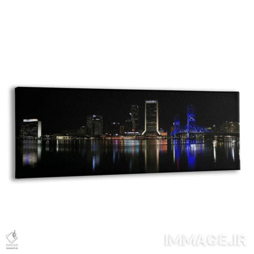 تابلو منظرهٔ گستردهٔ آسماننمای جکسونویل (شب) اثر هنرمند ناشناس - نمای پرسپکتیو محصول