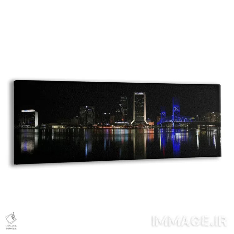 تابلو منظرهٔ گستردهٔ آسماننمای جکسونویل (شب) اثر هنرمند ناشناس - نمای پرسپکتیو محصول