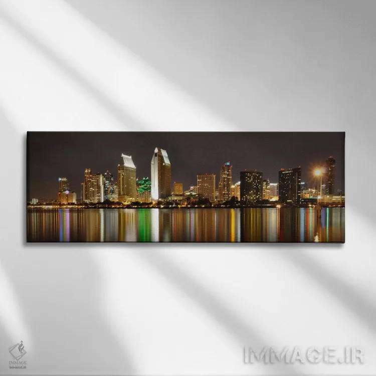 تابلو منظرهٔ گستردهٔ آسماننمای سندیگو (شب) اثر هنرمند ناشناس - نمای روبهرو روی دیوار