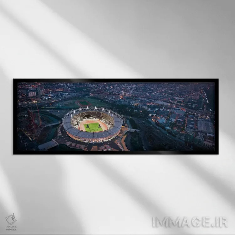 تابلو منظرهٔ گستردهٔ آسماننمای دالاس (شب) اثر هنرمند ناشناس - نمای قابدار مشکی