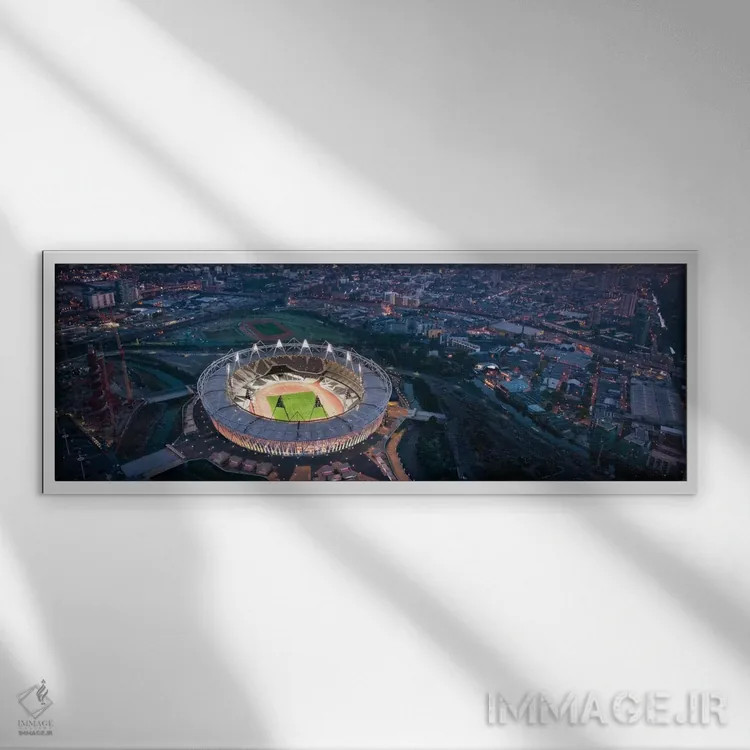 تابلو منظرهٔ گستردهٔ آسماننمای دالاس (شب) اثر هنرمند ناشناس - نمای قابدار سفید