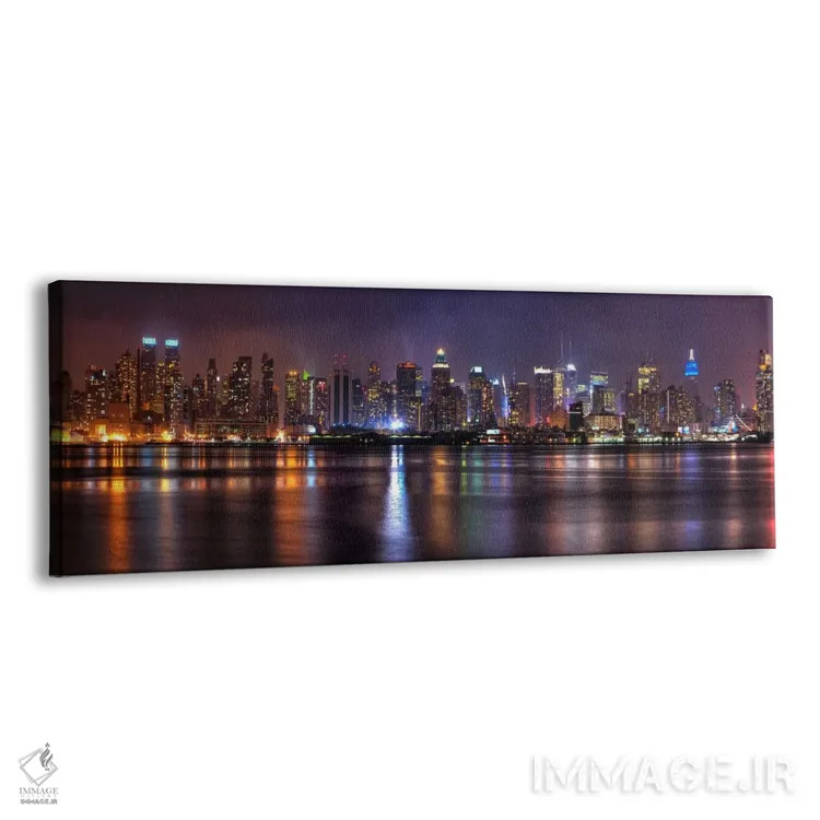 تابلو منظرهٔ گستردهٔ آسماننمای نیویورک (شب) اثر هنرمند ناشناس - نمای پرسپکتیو محصول