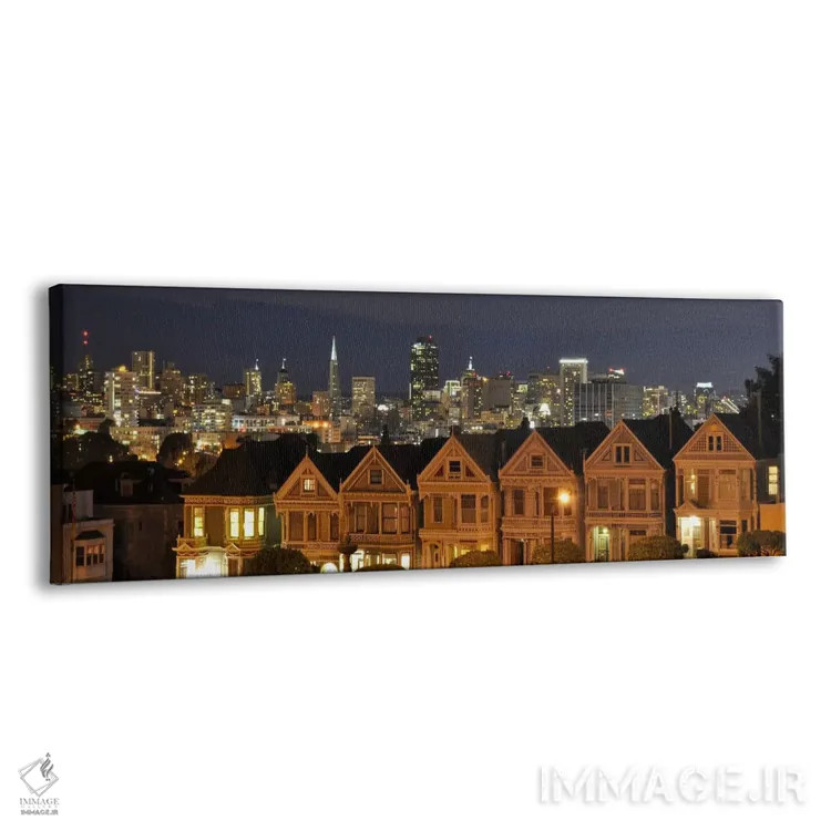 تابلو منظرهٔ گستردهٔ آسماننمای سانفرانسیسکو (شب) اثر هنرمند ناشناس - نمای پرسپکتیو محصول