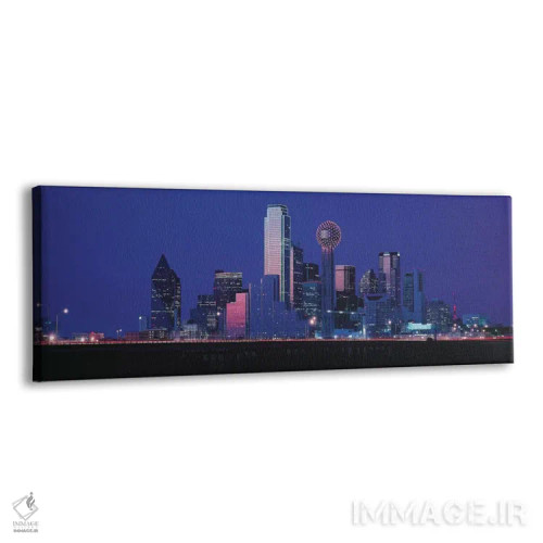 تابلو منظرهٔ گستردهٔ آسماننمای دالاس (شب) اثر هنرمند ناشناس - نمای پرسپکتیو محصول