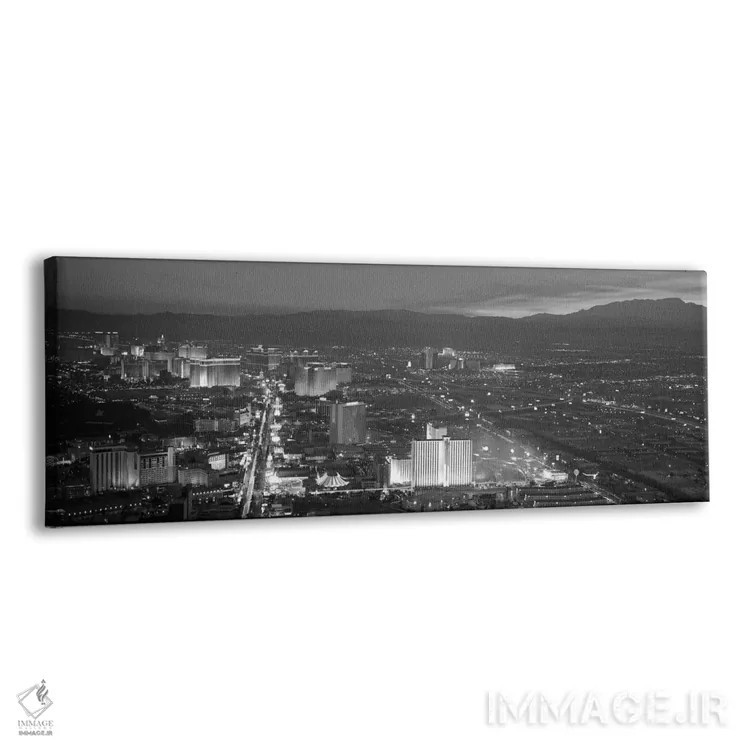 تابلو منظرهٔ گستردهٔ آسماننمای لاسوگاس (سیاه و سفید) اثر هنرمند ناشناس - نمای پرسپکتیو محصول