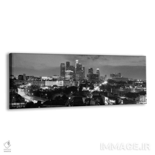 تابلو منظرهٔ گستردهٔ آسماننمای لسآنجلس (سیاه و سفید) اثر هنرمند ناشناس - نمای پرسپکتیو محصول