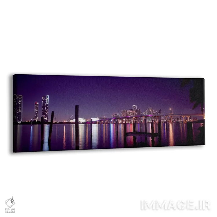 تابلو منظرهٔ گستردهٔ آسماننمای میامی (شب) اثر هنرمند ناشناس - نمای پرسپکتیو محصول
