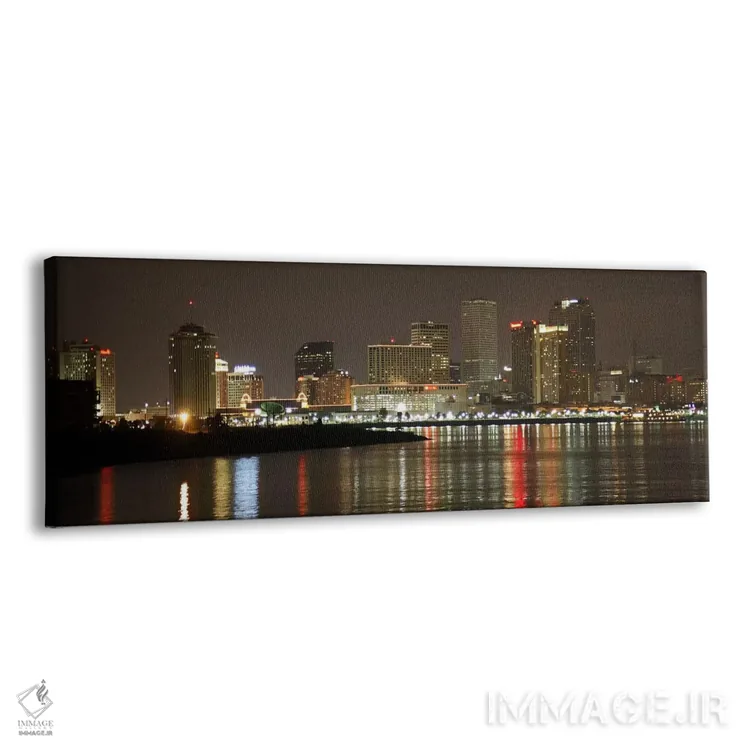 تابلو منظرهٔ گستردهٔ آسماننمای نولا (شب) (اشاره به نیواورلئان) اثر هنرمند ناشناس - نمای پرسپکتیو محصول