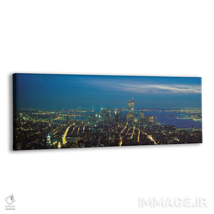 تابلو منظرهٔ گستردهٔ آسماننمای نیویورک (شب) اثر هنرمند ناشناس - نمای پرسپکتیو محصول