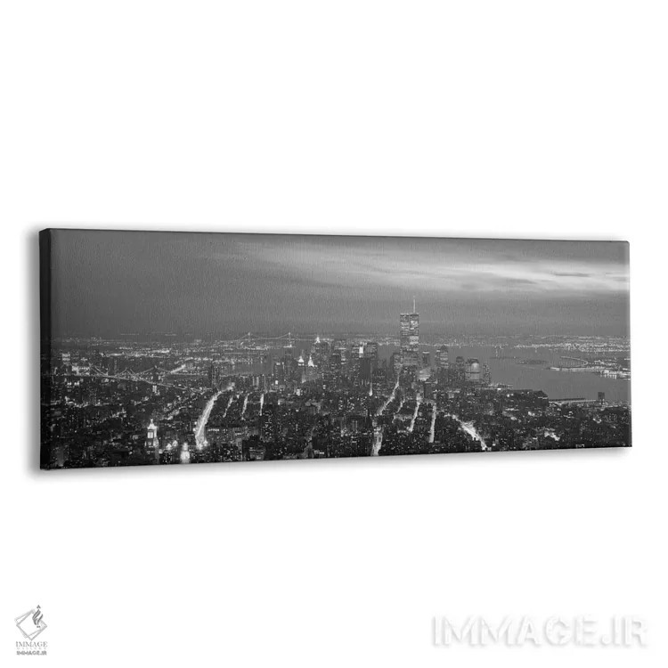 تابلو منظرهٔ گستردهٔ آسماننمای نیویورک (سیاه و سفید) اثر هنرمند ناشناس - نمای پرسپکتیو محصول