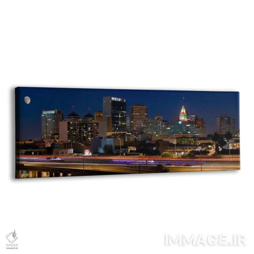 تابلو منظرهٔ گستردهٔ آسماننمای اوکلند (شب) اثر هنرمند ناشناس - نمای پرسپکتیو محصول