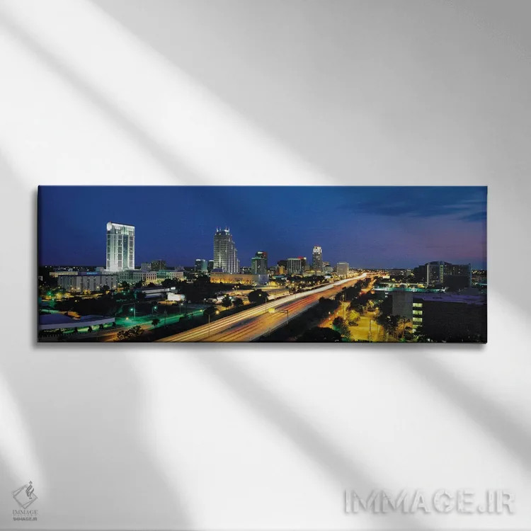 تابلو منظرهٔ گستردهٔ آسماننمای اورلاندو (شب) اثر هنرمند ناشناس - نمای روبهرو روی دیوار