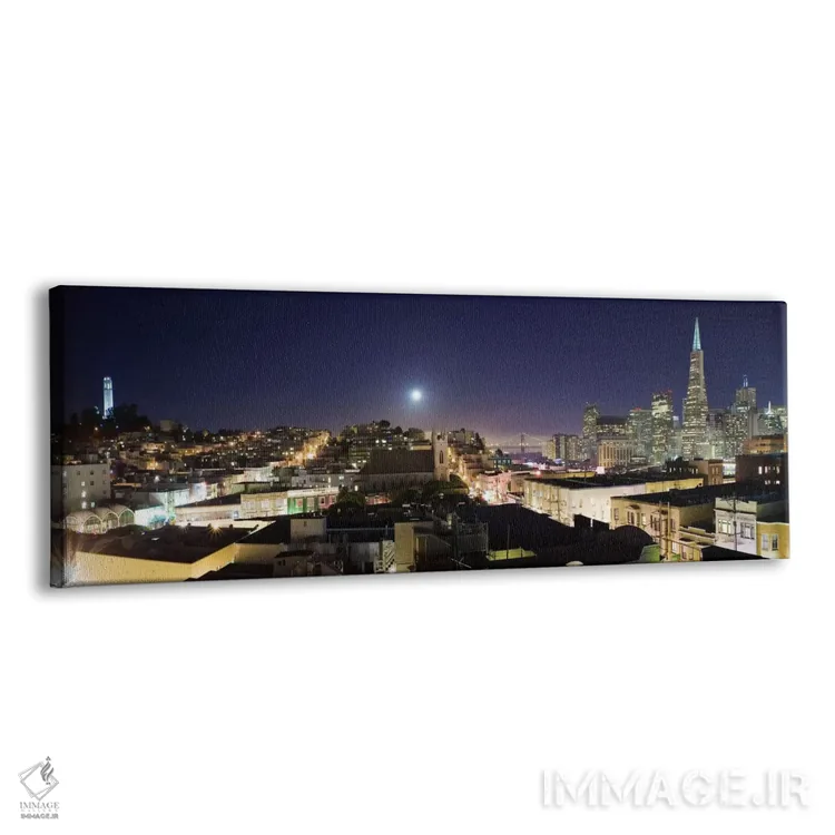 تابلو منظرهٔ گستردهٔ آسماننمای سانفرانسیسکو (شب) اثر هنرمند ناشناس - نمای پرسپکتیو محصول