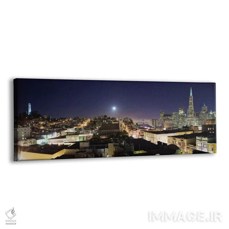 تابلو منظرهٔ گستردهٔ آسماننمای سانفرانسیسکو (شب) اثر هنرمند ناشناس - نمای پرسپکتیو محصول