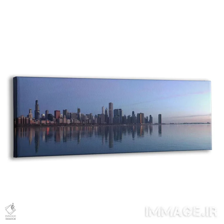 تابلو منظرهٔ گستردهٔ آسماننمای شیکاگو (طلوع) اثر هنرمند ناشناس - نمای پرسپکتیو محصول