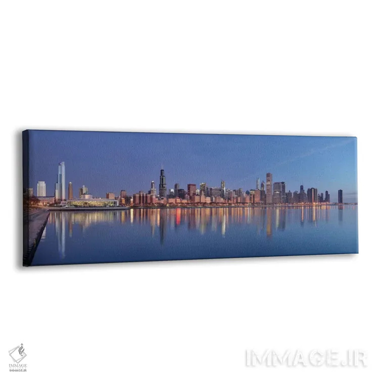 تابلو منظرهٔ گستردهٔ آسماننمای شیکاگو (غروب) اثر هنرمند ناشناس - نمای پرسپکتیو محصول