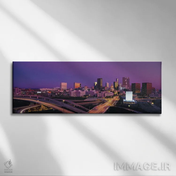 تابلو منظرهٔ گستردهٔ آسماننمای آتلانتا (غروب) اثر هنرمند ناشناس - نمای روبهرو روی دیوار