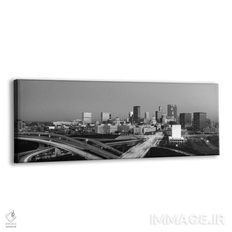 تابلو منظرهٔ گستردهٔ آسماننمای آتلانتا (سیاه و سفید) اثر هنرمند ناشناس - نمای پرسپکتیو محصول