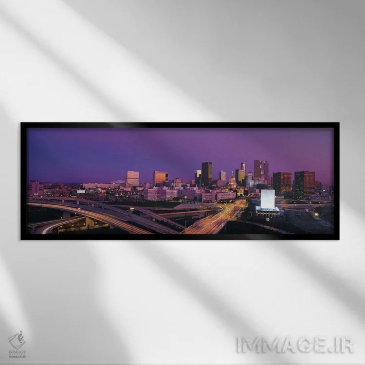 تابلو منظرهٔ گستردهٔ آسماننمای آتلانتا (غروب) اثر هنرمند ناشناس - نمای قابدار مشکی